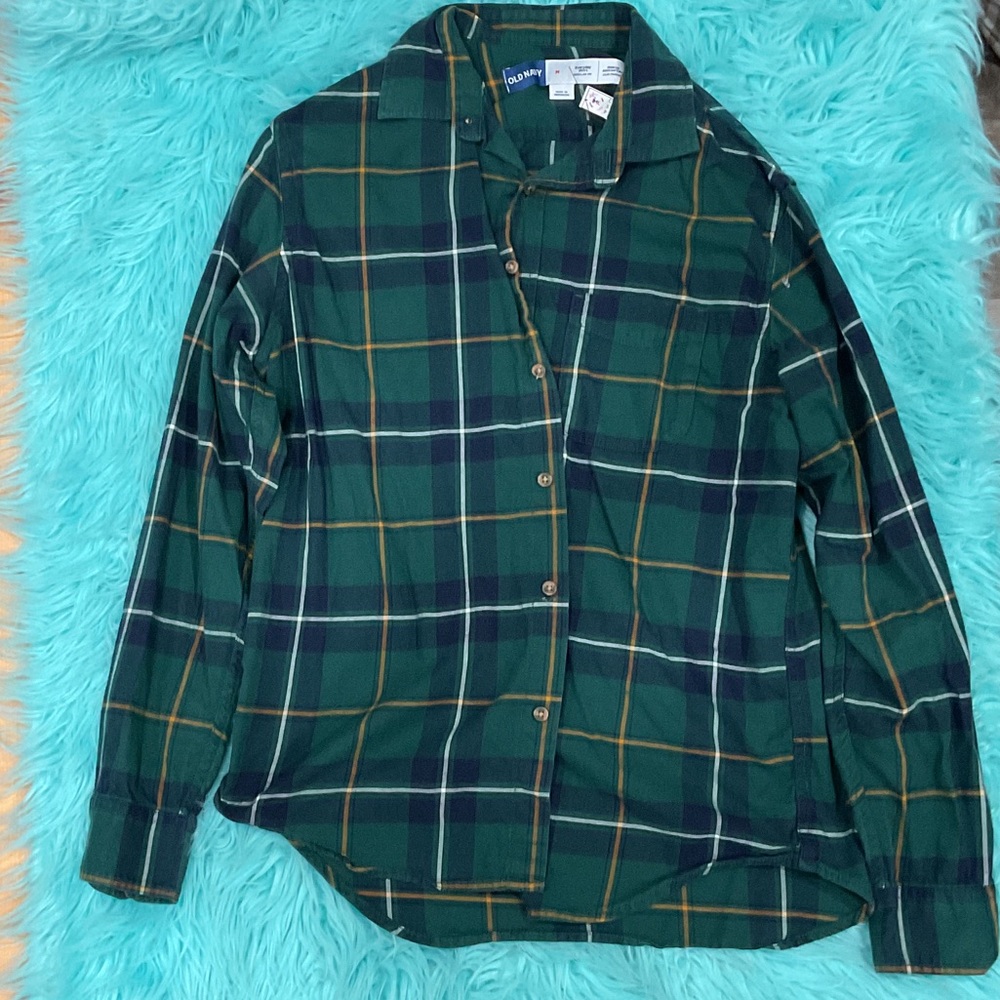Chaps Green and Navy Plaid Men's Shirt - Picture 3 of 6